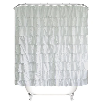 ELEG-prosty kolor wodoodporny falista krawędź zasłony prysznicowe Potargane dekoracja zasłony łazienkowe