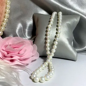 Elegancka jakości 6 mm Shell naszyjnik biały/mleczny kolor 40-50 cm długość 925 srebro klamra znaleźć biżuterię dla kobiet