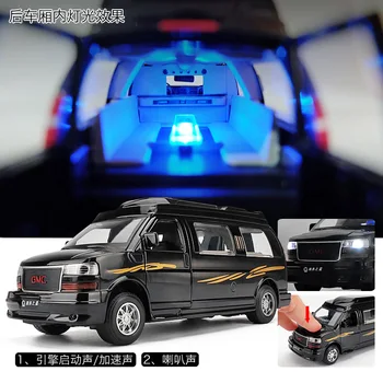 Elektryczne modele samochodów w skali aluminiowe Die-cast coche carro Toys for Children mkd3 1:32 auto Vehicle Sound Light GMC SAVANA RV Car