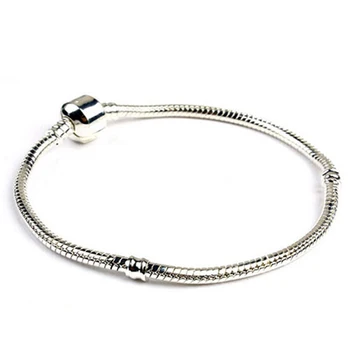 ELESHE 5SZT Silver Fashion Color Bracelet&Bangle For Women DIY European Charm Beads Snake Chain Bracelet DIY Jewelry Accessories