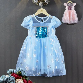 Elsa Girls Dress Clothes For Girl Blue Baby Dresses 2020 Kids Birthday Vestido Infantil Children Princess Szatach Vestidos Robe