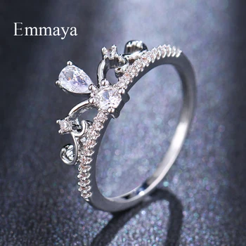Emmaya Elegant Luxury Crystal Bridal Female Big Zircon Stone Ring Nobler Promise Love Engagemen Pierwszy Wybór