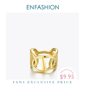 ENFASHION Punk Hollow Rings For Women Party Fashion Jewelry ze stali nierdzewnej w kolorze złotym gięte pierścień 2020 Anillos Mujer R204056