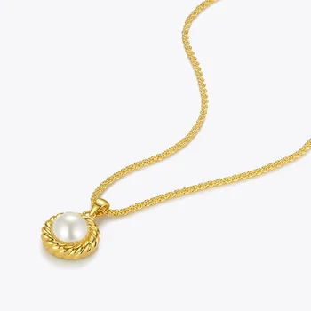ENFASHION Twist perłowe naszyjniki Dla kobiet złoty kolor koło wisiorek naszyjnik 2020 moda biżuteria boże Narodzenie Naszyjnik P203170