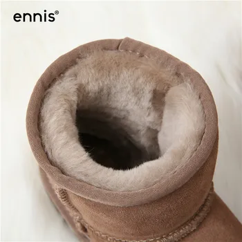 Ennis klasyczne damskie buty zimowe z naturalnego futra rakiety śnieżne ciepłe buty zamszowe, skórzane botki na płaskiej podeszwie buty Damskie nowe 2020 SN01