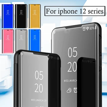 Etui do iphone 12 pro max pokrywa telefonu iphone12 mini 5g 2020 12pro 12case iphone12case flip smart lustro stoisko luksusowy zderzak