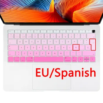 Euro hiszpańska klawiatura Pokrywa dla Macbook Air 13 2019 & Touch ID zestaw ochrony ochraniacz stopniowa zmiana koloru Mac book 13.3