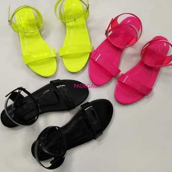 Europa gorące lato sandały Damskie moda neon kapcie nowe wysokiej jakości płaskie buty kapcie Whosale Damskie sandały Drop Ship