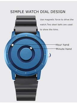 EUTOUR kolorowe zegarki człowiek magnetic ball pokaz Kwarcowy zegarek Silikonowy płótno stalowy pasek moda przyczynowo-skutkowego męski zegarek niebieski złoto