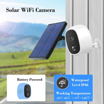 EVKVO Solar Power Wireless Charging WiFi Camera 1080P 2MP HD Outdoor CCTV Security IP Surveillance Camera zewnętrzna panel słoneczny