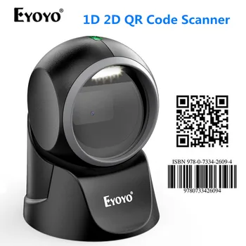 Eyoyo 1D 2D stacjonarny skaner kodów kreskowych, z automatycznym зондирующим skanowaniem wielokierunkowy Hands-Free QR Barcode Reader Platform Scan