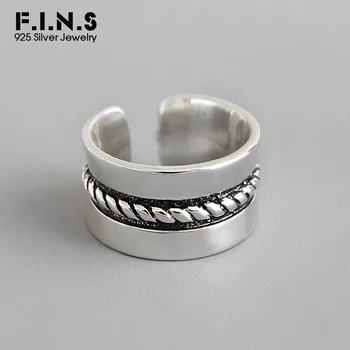 F. I. N. S 2019 nowe pierścienie 925 srebro dla kobiet Otwieranie szeroki twist linę INS styl palec pierścień kobiet wykwintne biżuteria