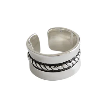 F. I. N. S 2019 nowe pierścienie 925 srebro dla kobiet Otwieranie szeroki twist linę INS styl palec pierścień kobiet wykwintne biżuteria