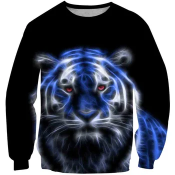 Fajne 3D Tygrys, Król bluzy dzieci czarno - biały tygrys głowa bluzy 3D chłopiec dziewczynka odzież sweter anime Japonia tatuaż Sudadera