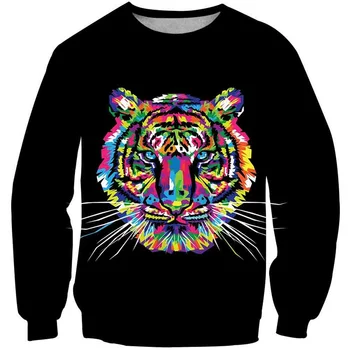 Fajne 3D Tygrys, Król bluzy dzieci czarno - biały tygrys głowa bluzy 3D chłopiec dziewczynka odzież sweter anime Japonia tatuaż Sudadera