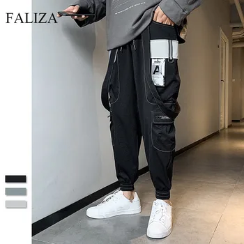 FALIZA New Fashion Mens Joggers Pants meble ubrania Taśma boczna kieszeń męskie spodnie hip-hop spodnie Męskie spodnie cargo PA39