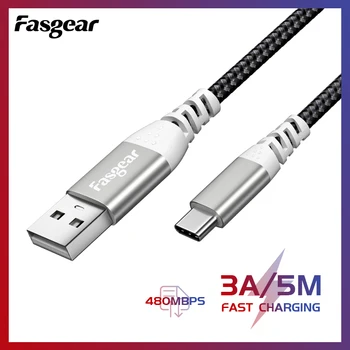 Fasgear USB Type C kabel do Samsung S9 S10 3A Fast USB Charging Type-C ładowarka kabel do transmisji danych Xiaomi Huawei LG USB-C Cabo Wire