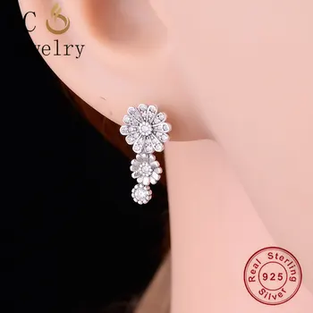 FC Jewelry 925 Silver Small Daisy Flower Stud Ear Mix CZ Ear Oorbellen akcesoria dla kobiet Party Holiday 2020 Summer