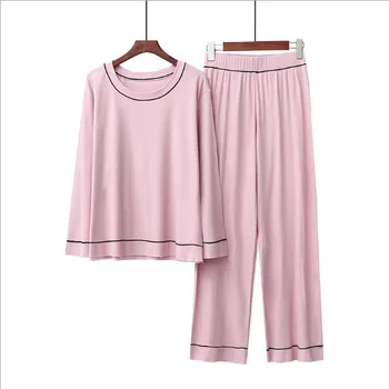 Fdfklak nowa jesienna bawełniana piżama zestaw damska piżama piżamy temat Pijama Mujer strona ubrania długie spodnie nocny komplet 2 szt.