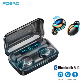 FDGAO bezprzewodowe słuchawki Bluetooth 5.0 słuchawki TWS HIFI Mini In-Ear sport zestaw słuchawkowy HD Call wodoodporne słuchawki z mikrofonem