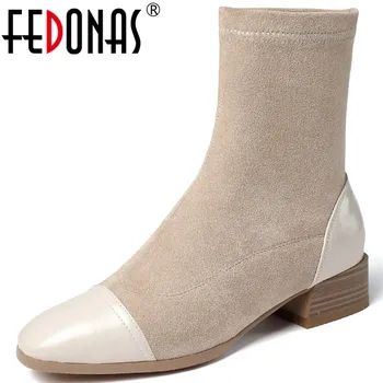 FEDONAS eleganckie botki ze skóry naturalnej dla dziewczyn 2020 zimowe nowe buty na wysokim obcasie buty robocza podstawowa obuwie damskie obcasy