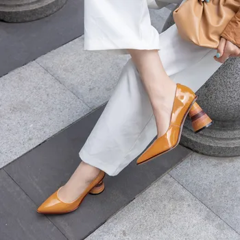 FEDONAS małe buty z naturalnej skóry dla kobiet 2020 Lato Jesień sandały na wysokim obcasie ślubne robocze buty z ostrym czubkiem kobieta