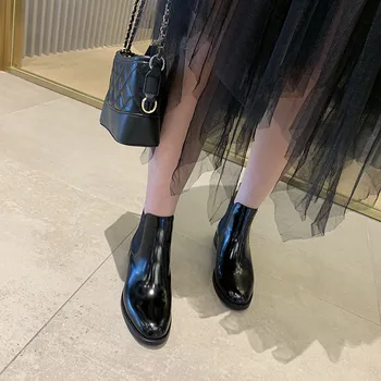 FEDONAS zwięzłe Damskie botki ze skóry naturalnej 2020 Jesień Zima grube obcasy pompy biurowe nowe damskie buty wieczorowe kobieta