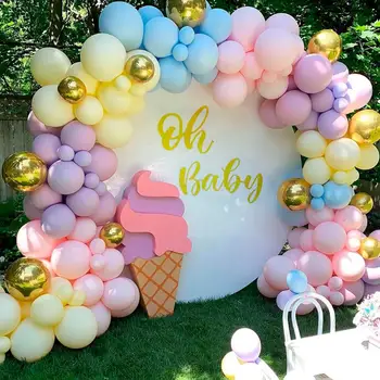 Fengrise Oh Baby Wood Wall Sticker Baby Shower Balloon Garland Kit 1st Birthday Party Decor Kids Latex Ballon Chain Babyshower
