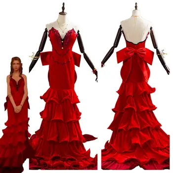 FF 7 Final Fantasy VII Aerith Gainsborough cosplay kostium Halloween kostiumy karnawałowe dorosłe kobiety dziewczyny czerwona sukienka Sukienka na zamówienie