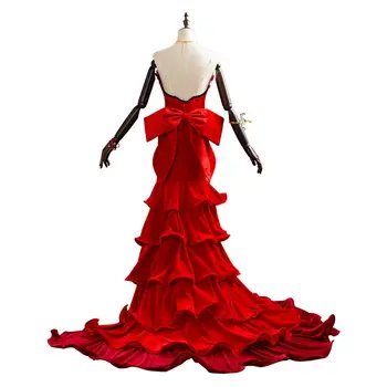 FF 7 Final Fantasy VII Aerith Gainsborough cosplay kostium Halloween kostiumy karnawałowe dorosłe kobiety dziewczyny czerwona sukienka Sukienka na zamówienie