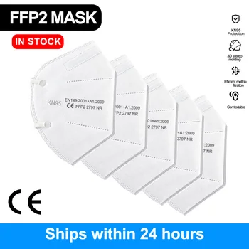 Ffp2, CE certyfikowany maska KN95 5 warstw 95% filtrujące maski bezpieczeństwo przeciwpyłowa ekologiczna maseczka do twarzy biały w magazynie szybka wysyłka