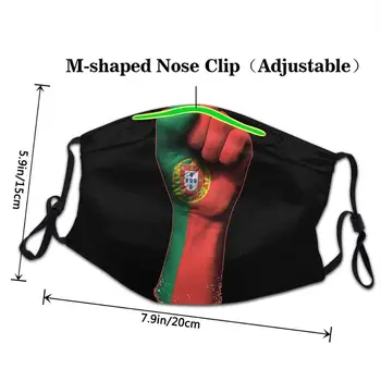 Flaga Portugalii na podniesionym sprężonym pięści DIY mascarilla dzieci dorośli mężczyźni kobiety mascarillas de tela lavables con filtro