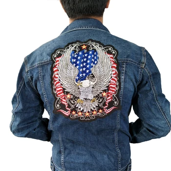 Flaga USA Orzeł żelazo na patchu haftowane aplikacja do szycia etykieta punk rowerzysta łaty odzież naklejki akcesoria do ubrań ikona