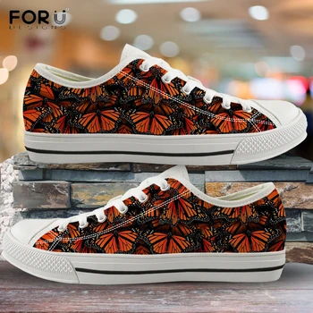 FORUDESIGNS 3D Red Butterfly Printed Woman Вулканизированные buty markowe damskie casual buty Classic Lace Up Ladies Shoe