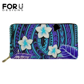 FORUDESIGNS tradycyjny Polinezyjski tribal wzory kwiatowe damskie pieniężne torby dla monet skórzany damski portfel znanej marki damskie portfele