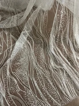Francuski tiul czysty koronkowy materiał Afrykańska netto koronki tkaniny piękny David-71102 z białym клееным blaskiem koronki koronki tkaniny