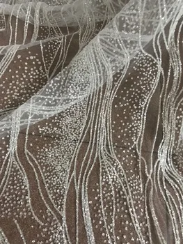 Francuski tiul czysty koronkowy materiał Afrykańska netto koronki tkaniny piękny David-71102 z białym клееным blaskiem koronki koronki tkaniny