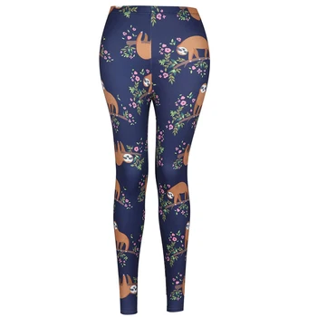 FroMoaSa Animal Print Group legginsy miękkie matowe legginsy dla kobiet plus rozmiar legginsy Jednorożec flamingo leniwiec alpaki print spodnie
