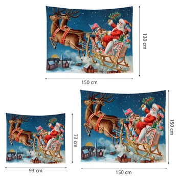 Fuwatacchi 150x130 cm Santa obicia ścienne tkaniny Wesołych Świąt drukowane koc gobelin dywany prezent na boże Narodzenie