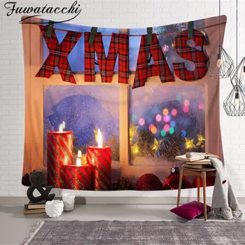 Fuwatacchi boże Narodzenie dekoracyjne ścienne, tkaniny dekoracyjne drzewo kominek druku ścienne, tkaniny dekoracyjne tło tkaniny do dekoracji wnętrz dywany