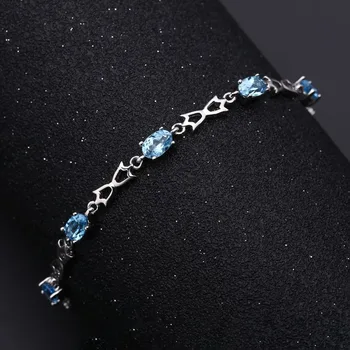 GEM'S BALLET 925 srebro kamień 4.8 Ct naturalny niebieski topaz bransoletki i bransoletki dla kobiet klasyczne wykwintne biżuteria