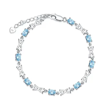 GEM'S BALLET 925 srebro kamień 4.8 Ct naturalny niebieski topaz bransoletki i bransoletki dla kobiet klasyczne wykwintne biżuteria