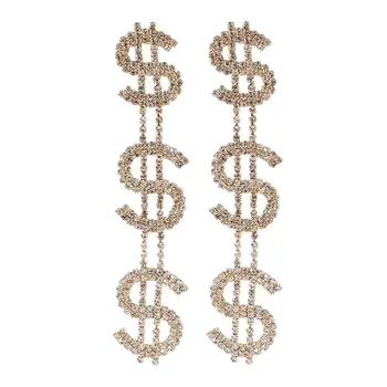Genialny rhinestone dolar wisiorki kolczyki kolczyki dla kobiet biżuteria partii oświadczenie kolczyki akcesoria UKMOC