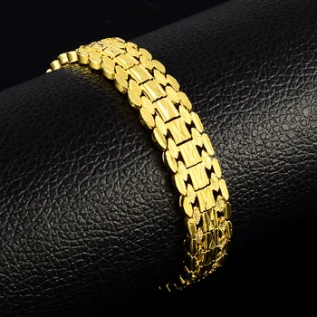 Geometryczne 24K złote bransoletki wysokiej jakości moda eleganckie męskie bransoletki biżuteria partia jubileuszowy prezent