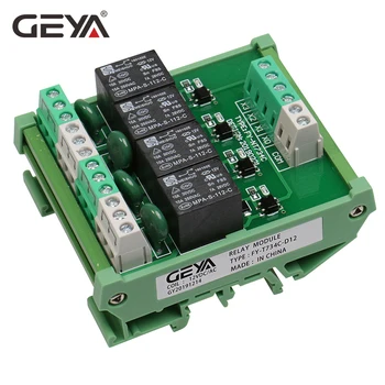 GEYA 4-kanałowy moduł 1 SPDT DIN Rail Mount 12 Do 24 v DC/AC interfejs przekaźnikowy moduł dla sterowników PLC