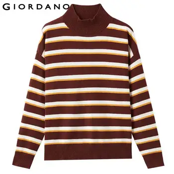 Giordano Damskie Swetry Grube Pasma Spadek Ramienia Golf Sweter 7 Igły Dziewiarskie Ciągnąć Femme 05350632