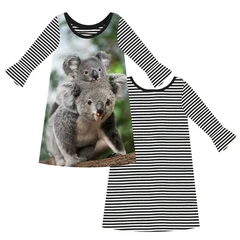 Girl dress Long sleeve Girls stripe Dresses new Kids nice The koala Print Children odzież Dziecięca, odzież dla niemowląt sukienka