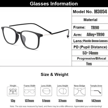Gmei Optical Ultralight TR90 Glasses Frame Women stylowe, kwadratowe okulary przepisane im krótkowzroczność optyczna oprawa punkty M3054