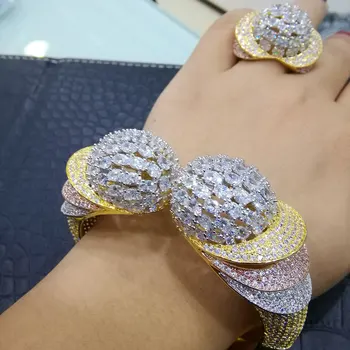 GODKI Luxury African Bangle Ring Sets Fashion Dubai The Jewelry Sets For Women Wedding brincos para as mulheres 2019