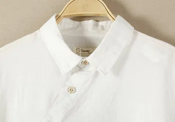 Gorąca jesień 2020 nowa damska koszula bawełna pościel ścięty kosą biały kwiatowy wykładanym kołnierzem nieregularne plus rozmiar stałych temat bluzka